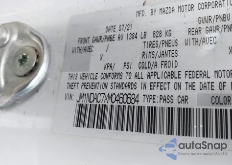 2021 Mazda Mx-5 Miata Club z USA, uszkodzony, nr VIN JM1NDAC7XM0460684